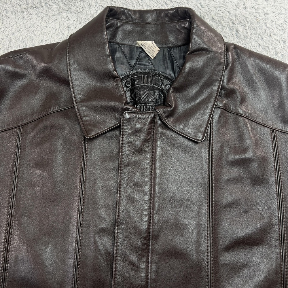 Barcelino Coat Mens L Brown Leather Overcoat‎ Collared Lined Made In Spain - Picture 6 of 13